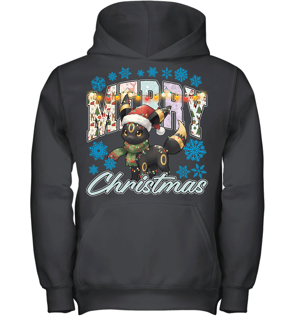 Umbreon Lights & Gifts Merry Christmas Graphic T-shirt