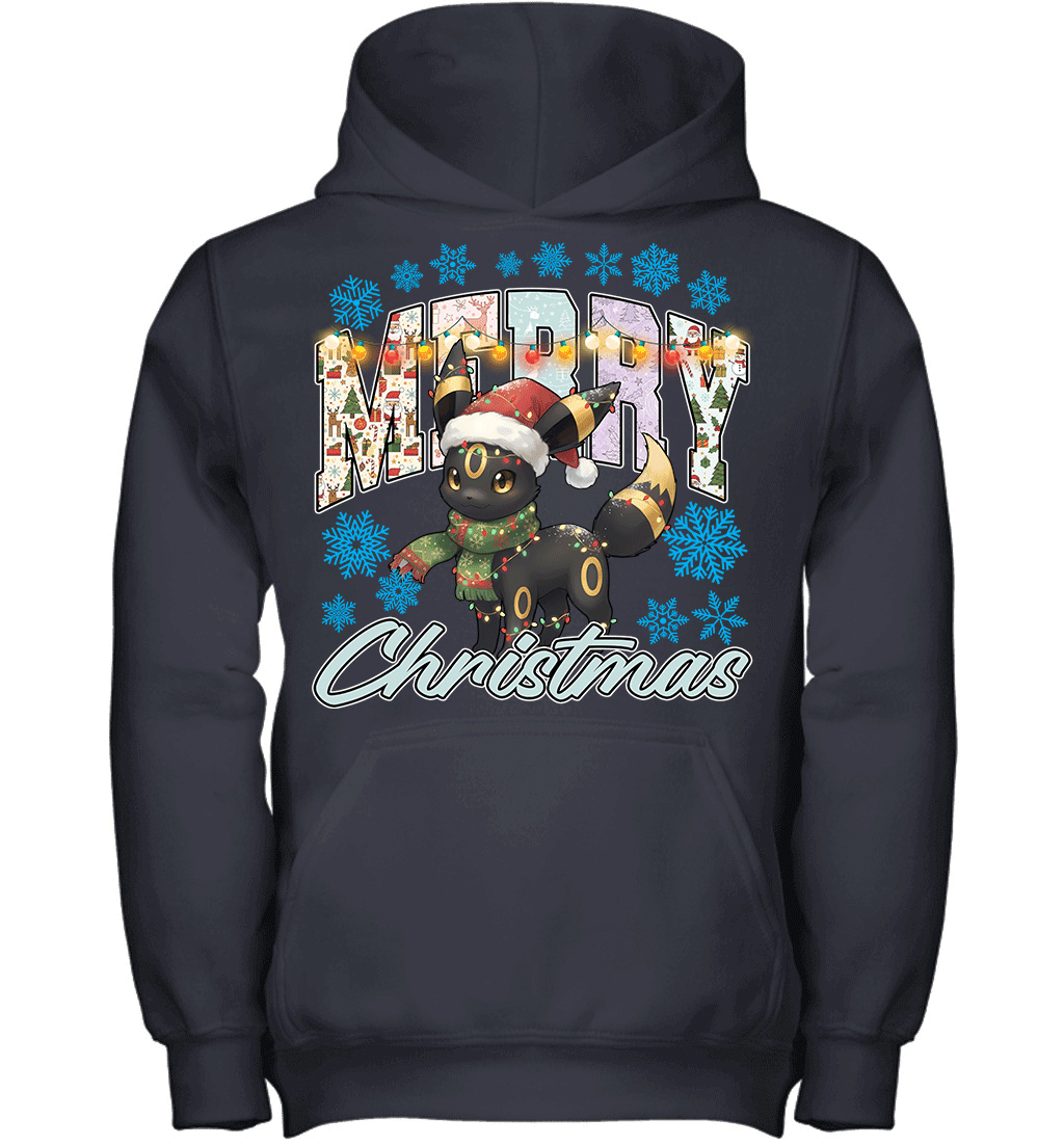 Umbreon Lights & Gifts Merry Christmas Graphic T-shirt