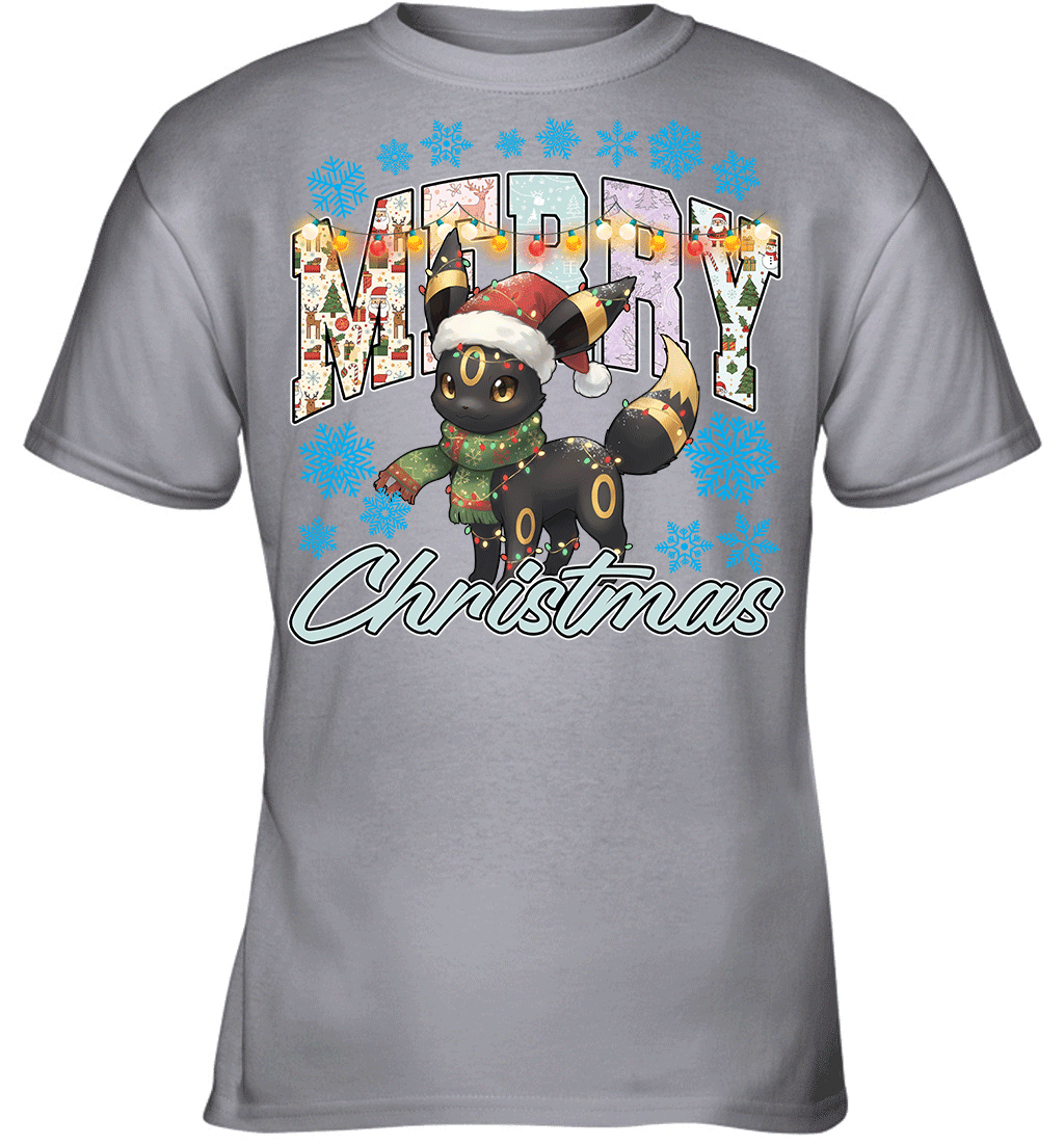 Umbreon Lights & Gifts Merry Christmas Graphic T-shirt