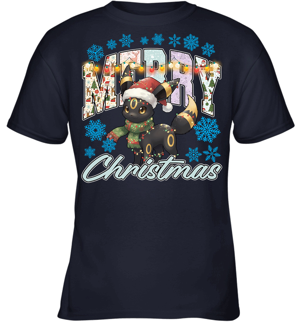 Umbreon Lights & Gifts Merry Christmas Graphic T-shirt