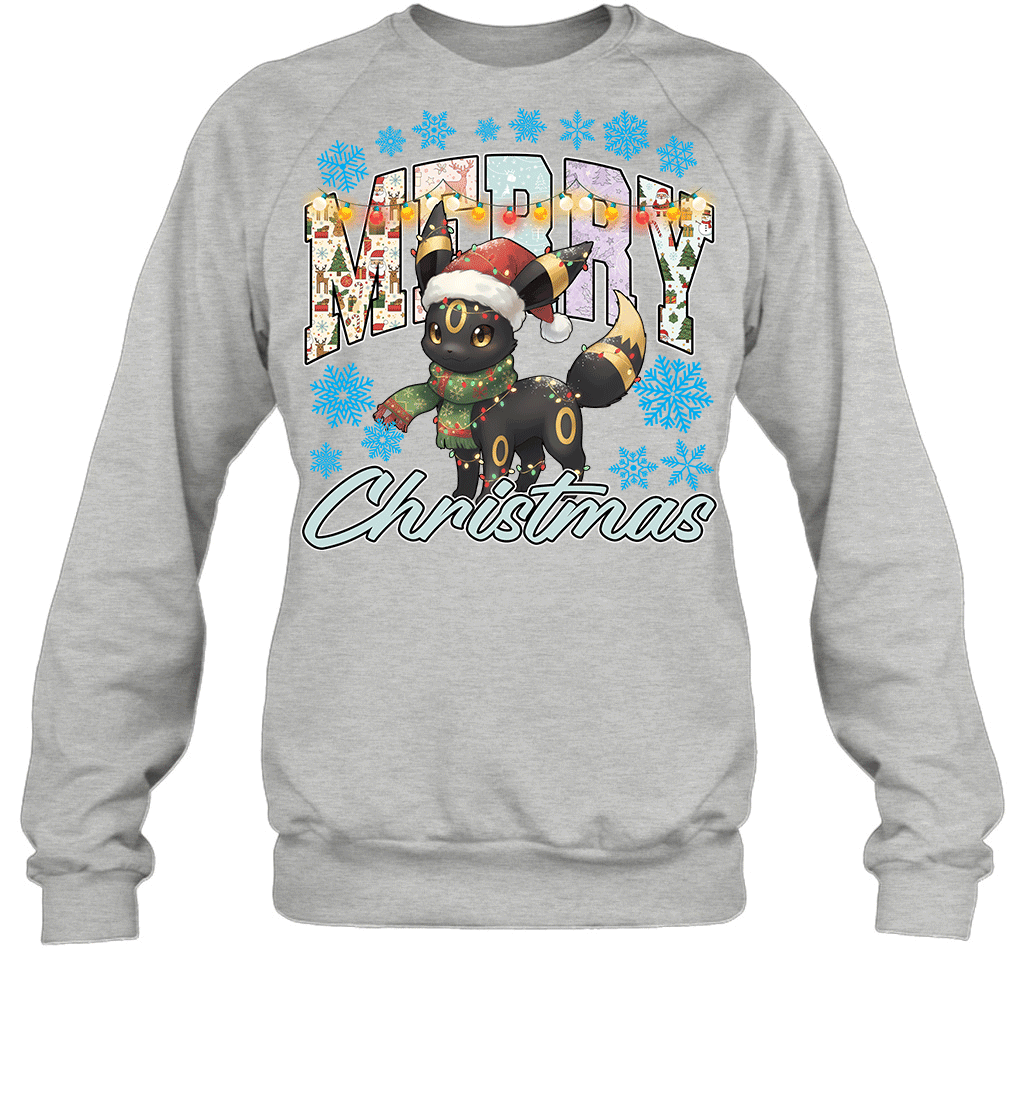 Umbreon Lights & Gifts Merry Christmas Graphic T-shirt