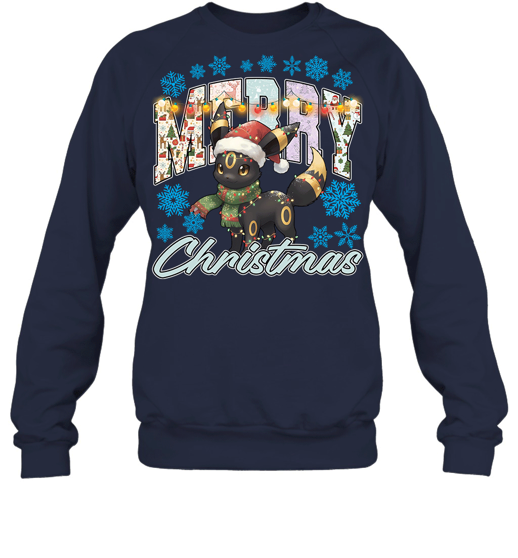 Umbreon Lights & Gifts Merry Christmas Graphic T-shirt