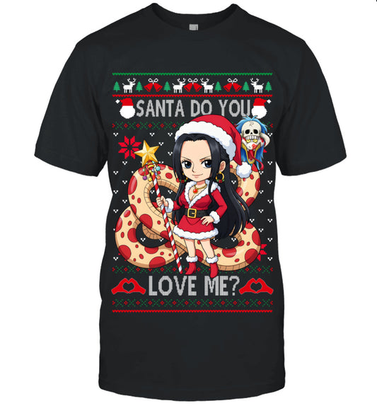Boa Hancock One Piece Santa Do You Love Me Ugly Christmas T-Shirt