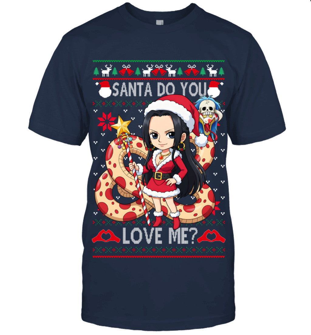 Boa Hancock One Piece Santa Do You Love Me Ugly Christmas T-Shirt