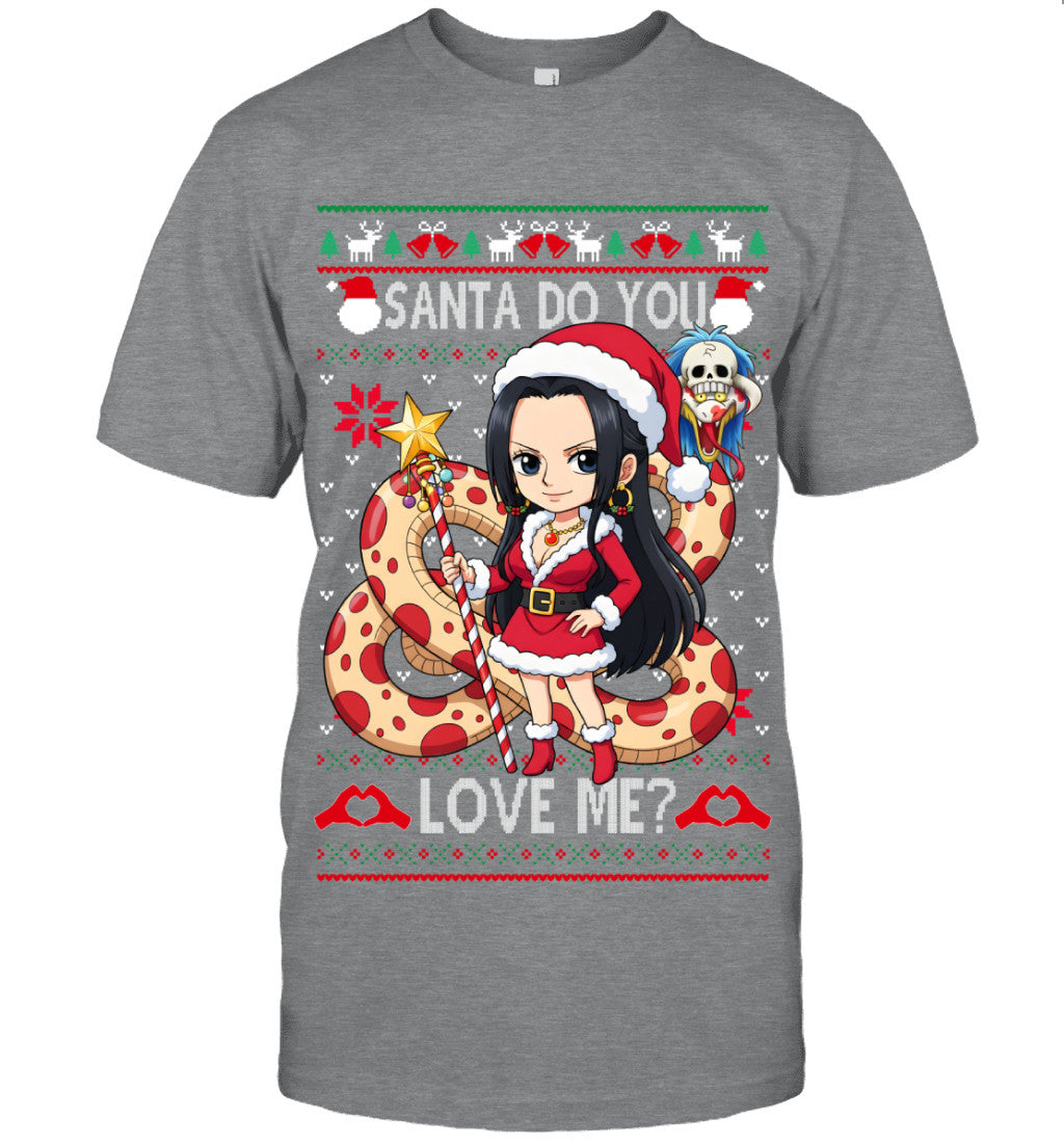 Boa Hancock One Piece Santa Do You Love Me Ugly Christmas T-Shirt