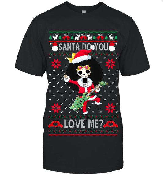 "Soul King" Brook One Piece Santa Do You Love Me Ugly Christmas T-Shirt