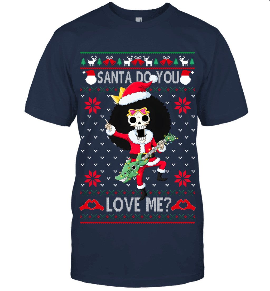 "Soul King" Brook One Piece Santa Do You Love Me Ugly Christmas T-Shirt
