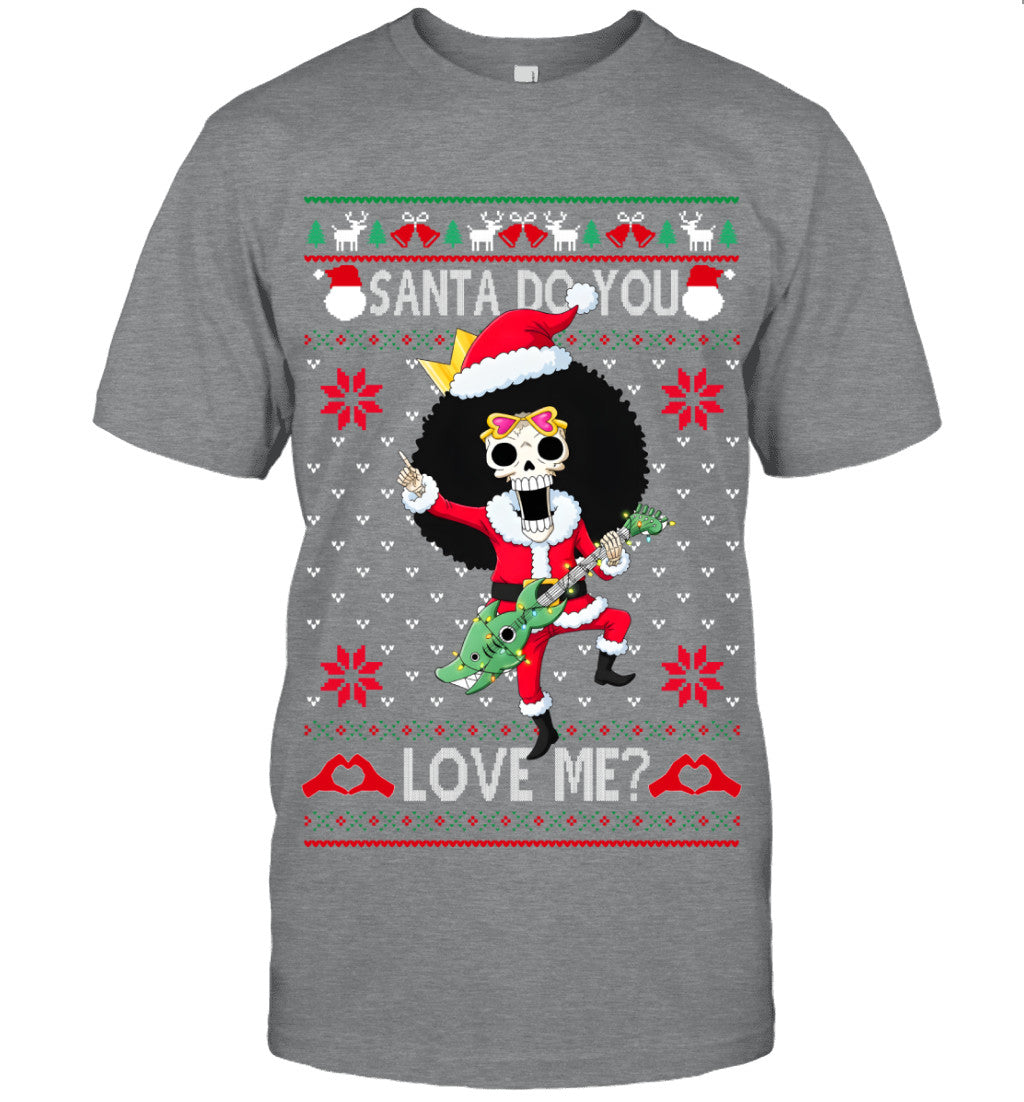 "Soul King" Brook One Piece Santa Do You Love Me Ugly Christmas T-Shirt