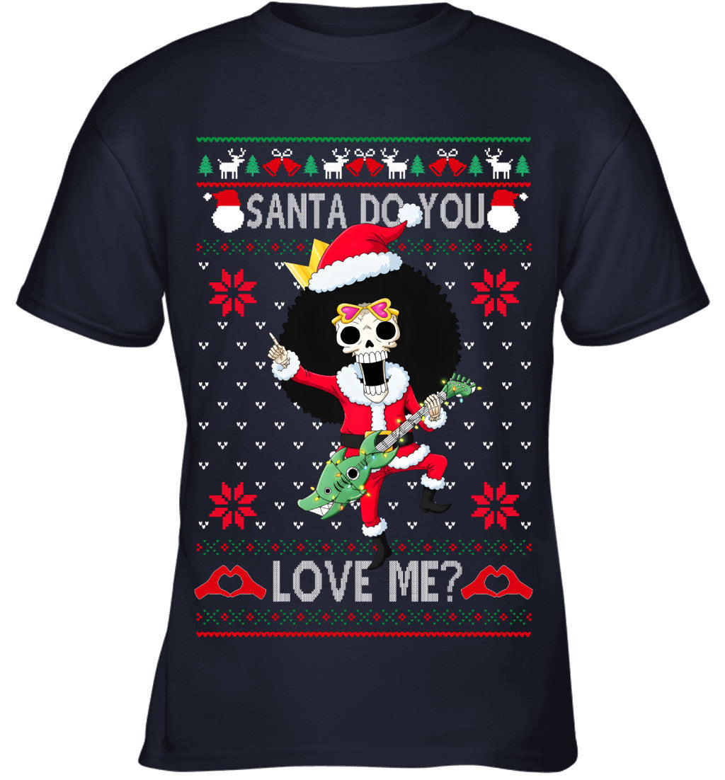 "Soul King" Brook One Piece Santa Do You Love Me Ugly Christmas T-Shirt
