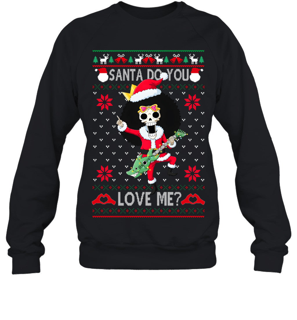 "Soul King" Brook One Piece Santa Do You Love Me Ugly Christmas T-Shirt