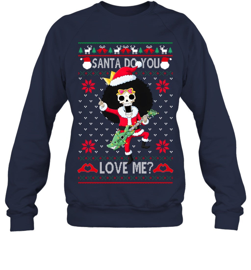 "Soul King" Brook One Piece Santa Do You Love Me Ugly Christmas T-Shirt