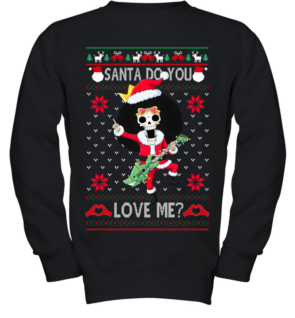 "Soul King" Brook One Piece Santa Do You Love Me Ugly Christmas T-Shirt