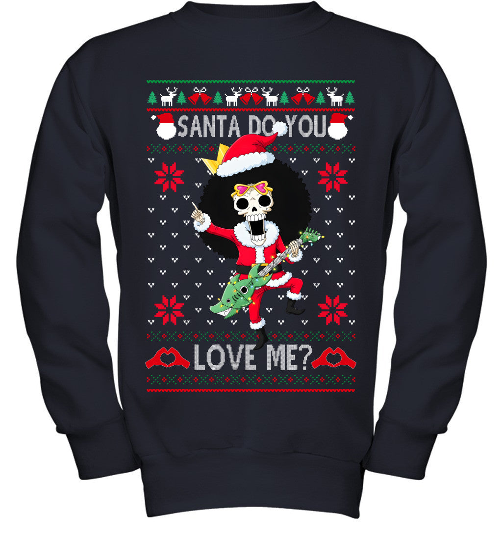 "Soul King" Brook One Piece Santa Do You Love Me Ugly Christmas T-Shirt