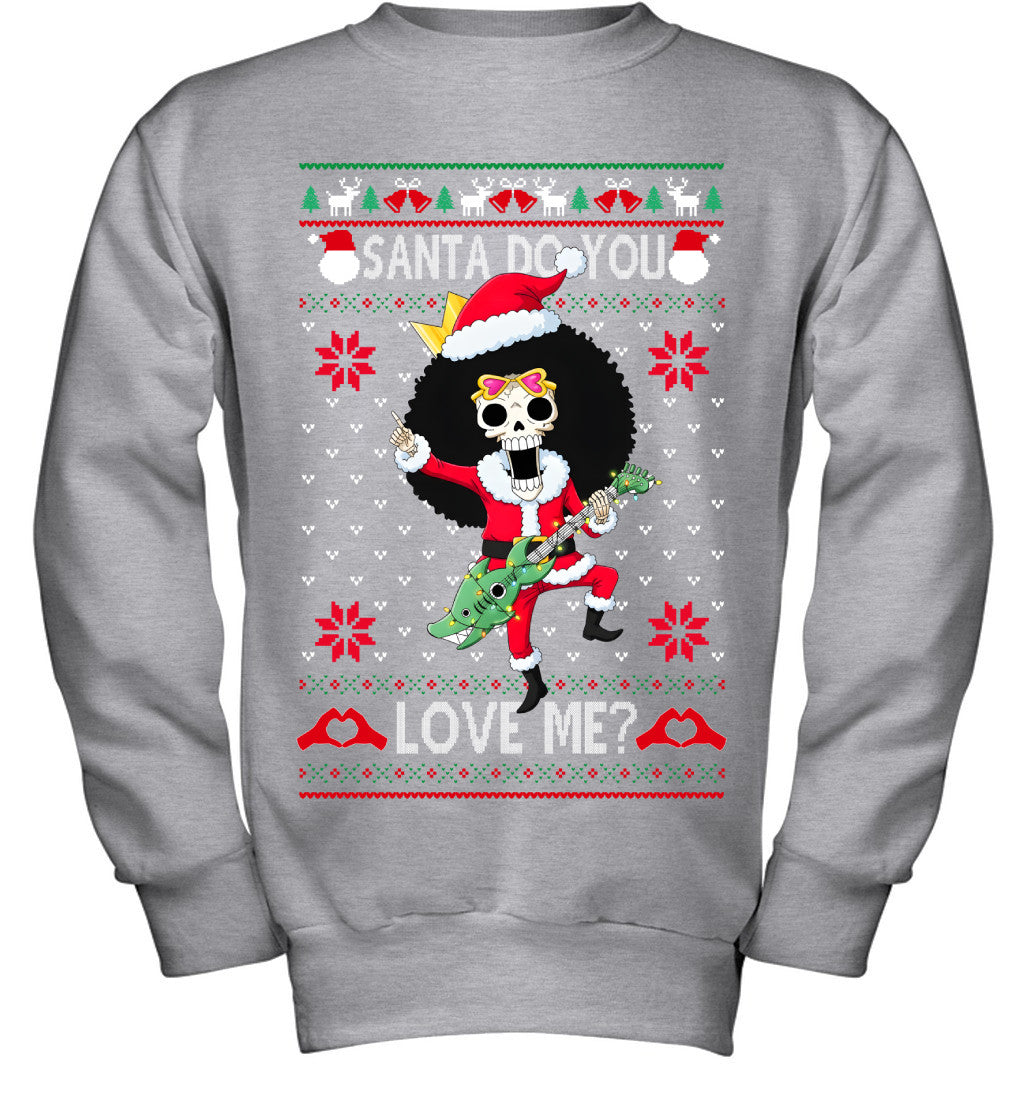 "Soul King" Brook One Piece Santa Do You Love Me Ugly Christmas T-Shirt