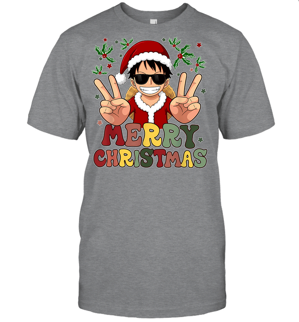 One Piece Luffy Christmas Funny Santa Style Graphic T-shirt
