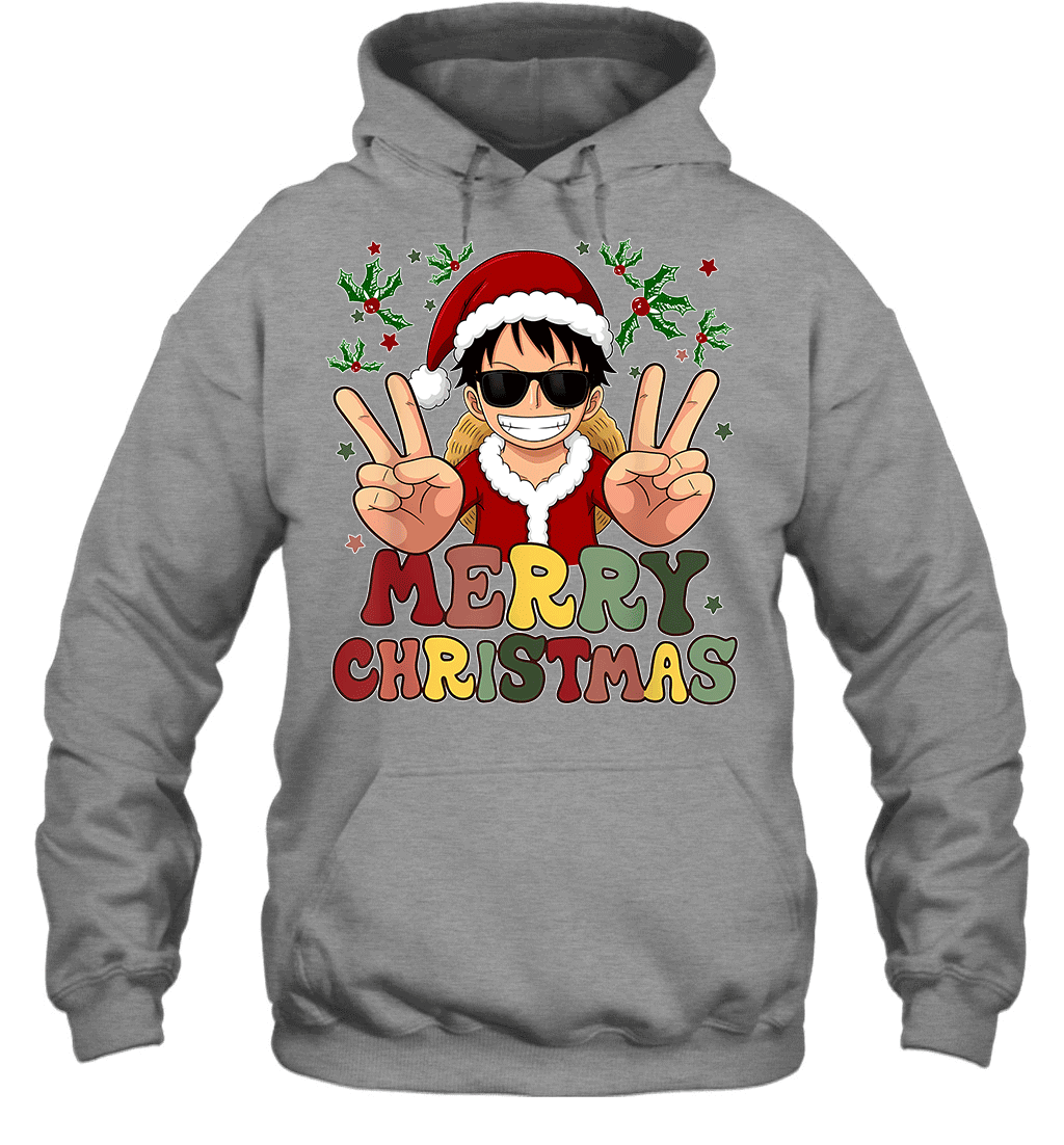 One Piece Luffy Christmas Funny Santa Style Graphic T-shirt