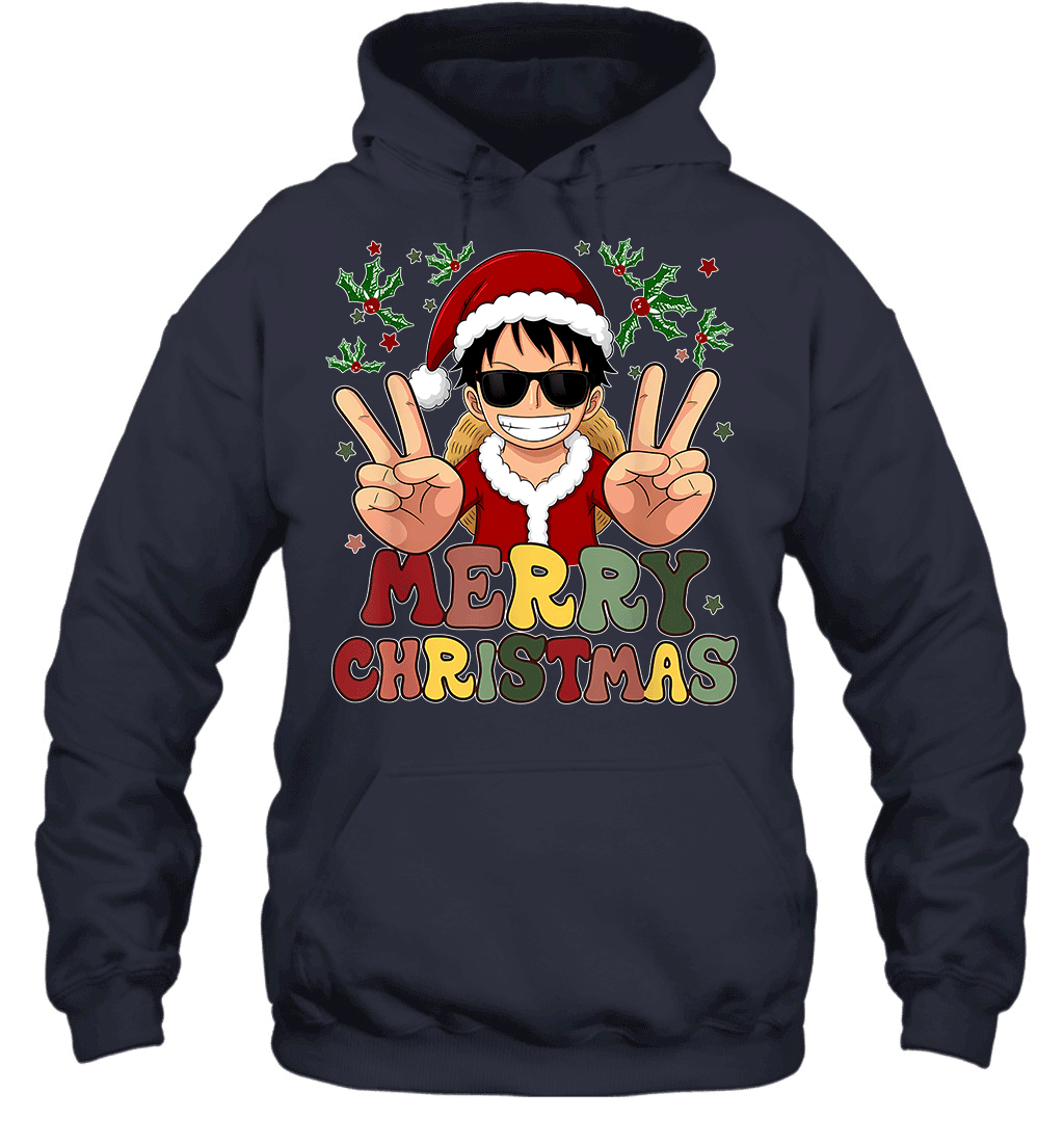 One Piece Luffy Christmas Funny Santa Style Graphic T-shirt
