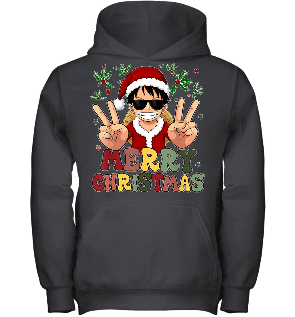 One Piece Luffy Christmas Funny Santa Style Graphic T-shirt