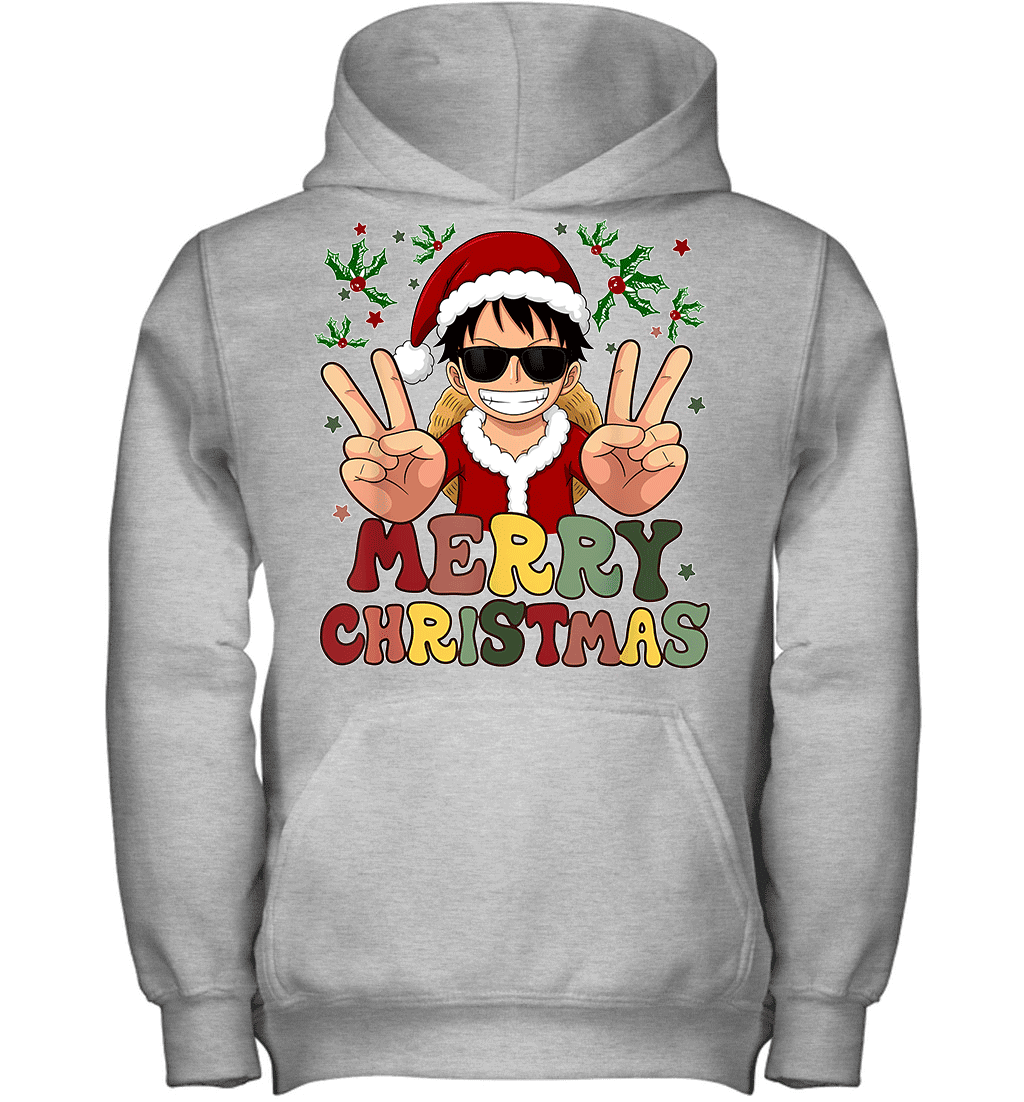 One Piece Luffy Christmas Funny Santa Style Graphic T-shirt