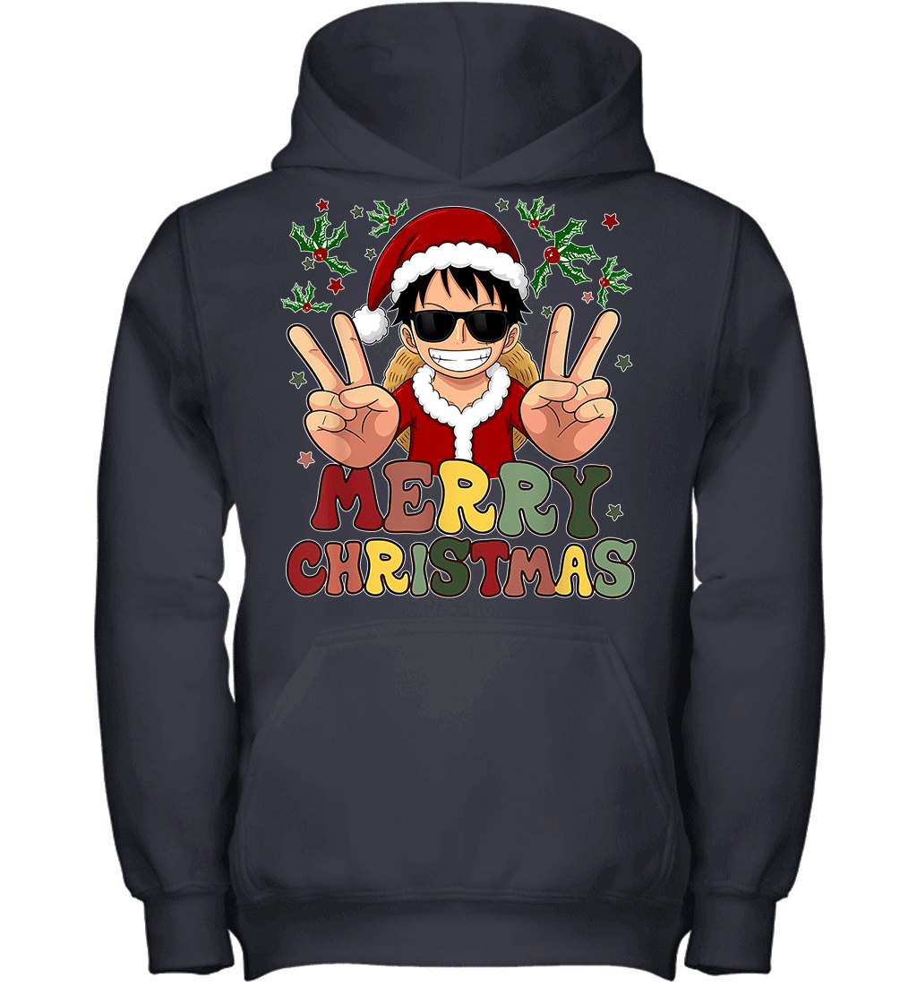 One Piece Luffy Christmas Funny Santa Style Graphic T-shirt