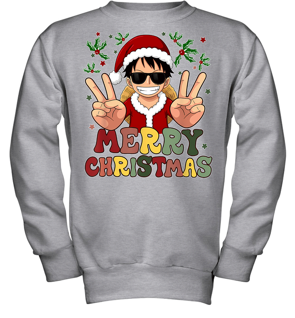 One Piece Luffy Christmas Funny Santa Style Graphic T-shirt