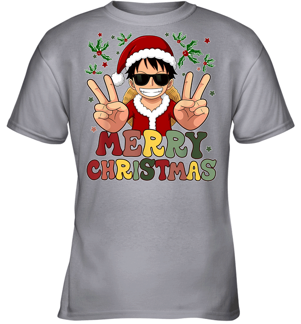 One Piece Luffy Christmas Funny Santa Style Graphic T-shirt