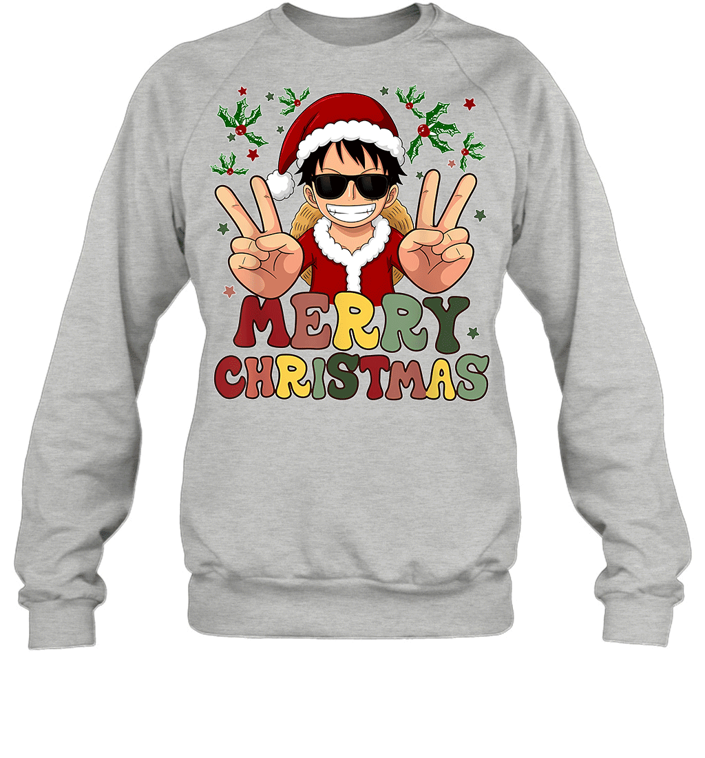 One Piece Luffy Christmas Funny Santa Style Graphic T-shirt