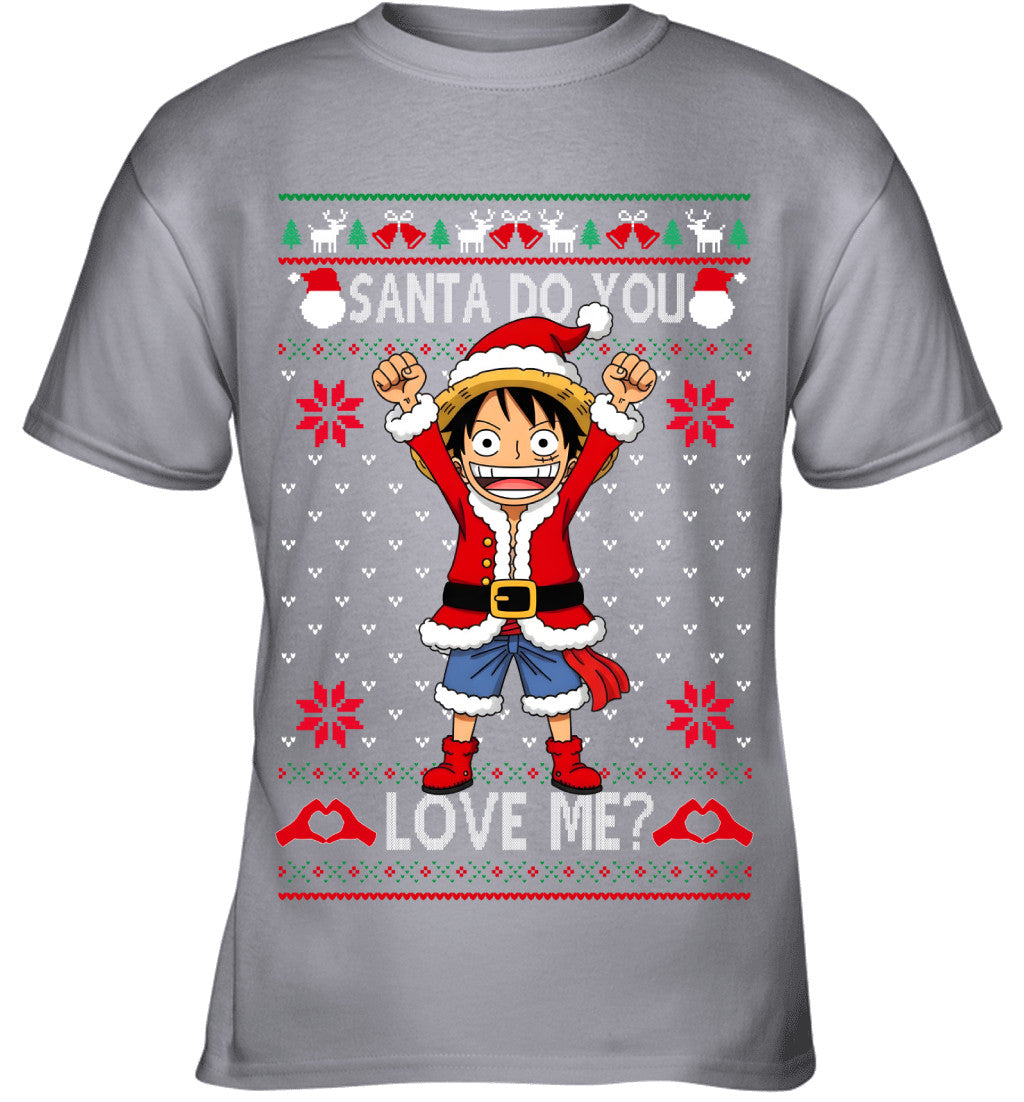 Monkey D. Luffy One Piece Santa Do You Love Me Ugly Christmas T-Shirt