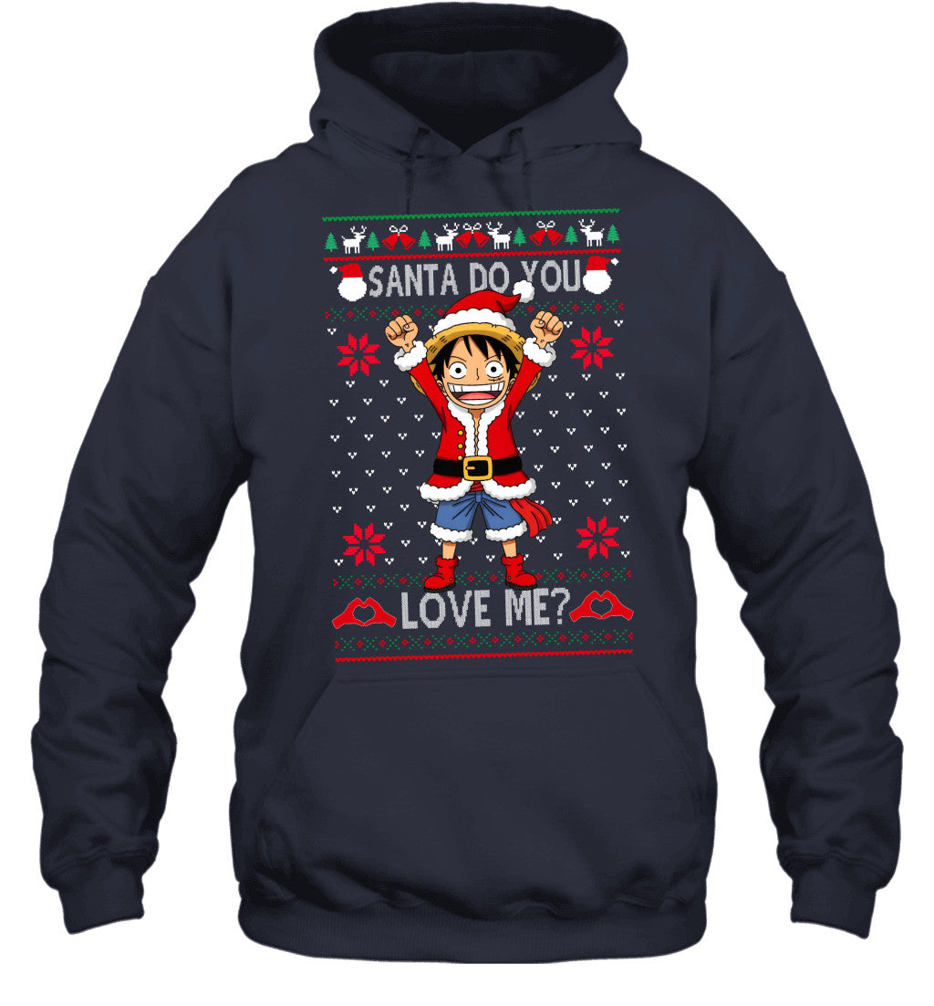 Monkey D. Luffy One Piece Santa Do You Love Me Ugly Christmas T-Shirt