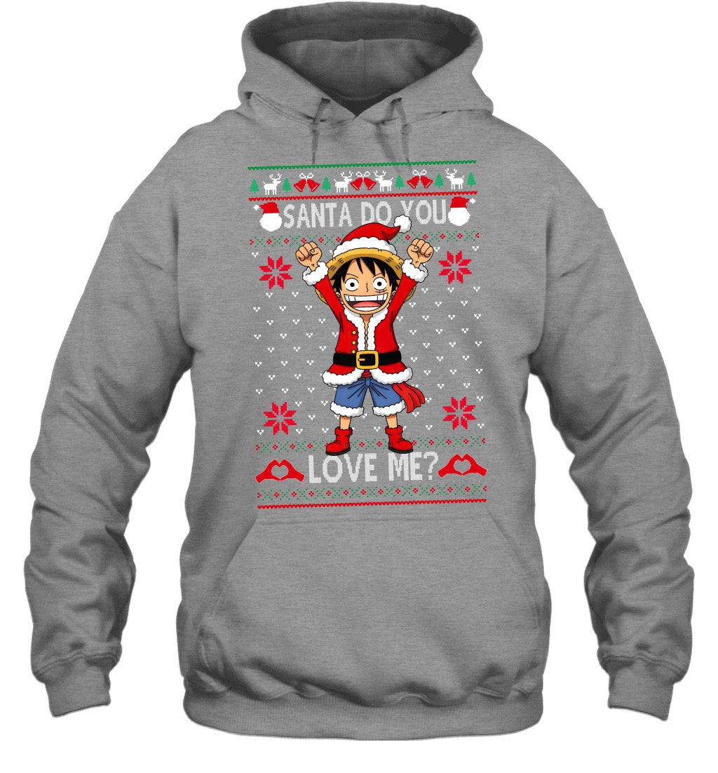 Monkey D. Luffy One Piece Santa Do You Love Me Ugly Christmas T-Shirt