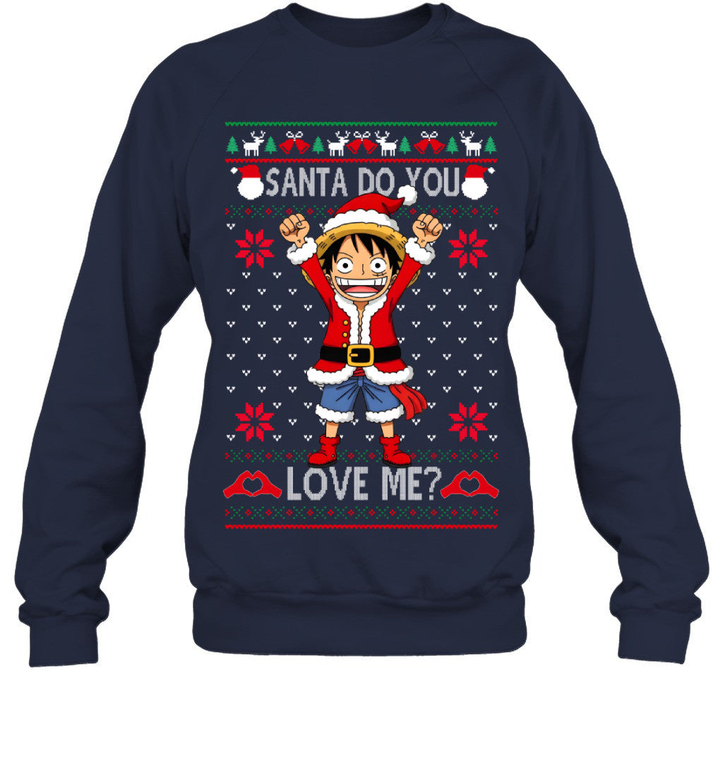 Monkey D. Luffy One Piece Santa Do You Love Me Ugly Christmas T-Shirt