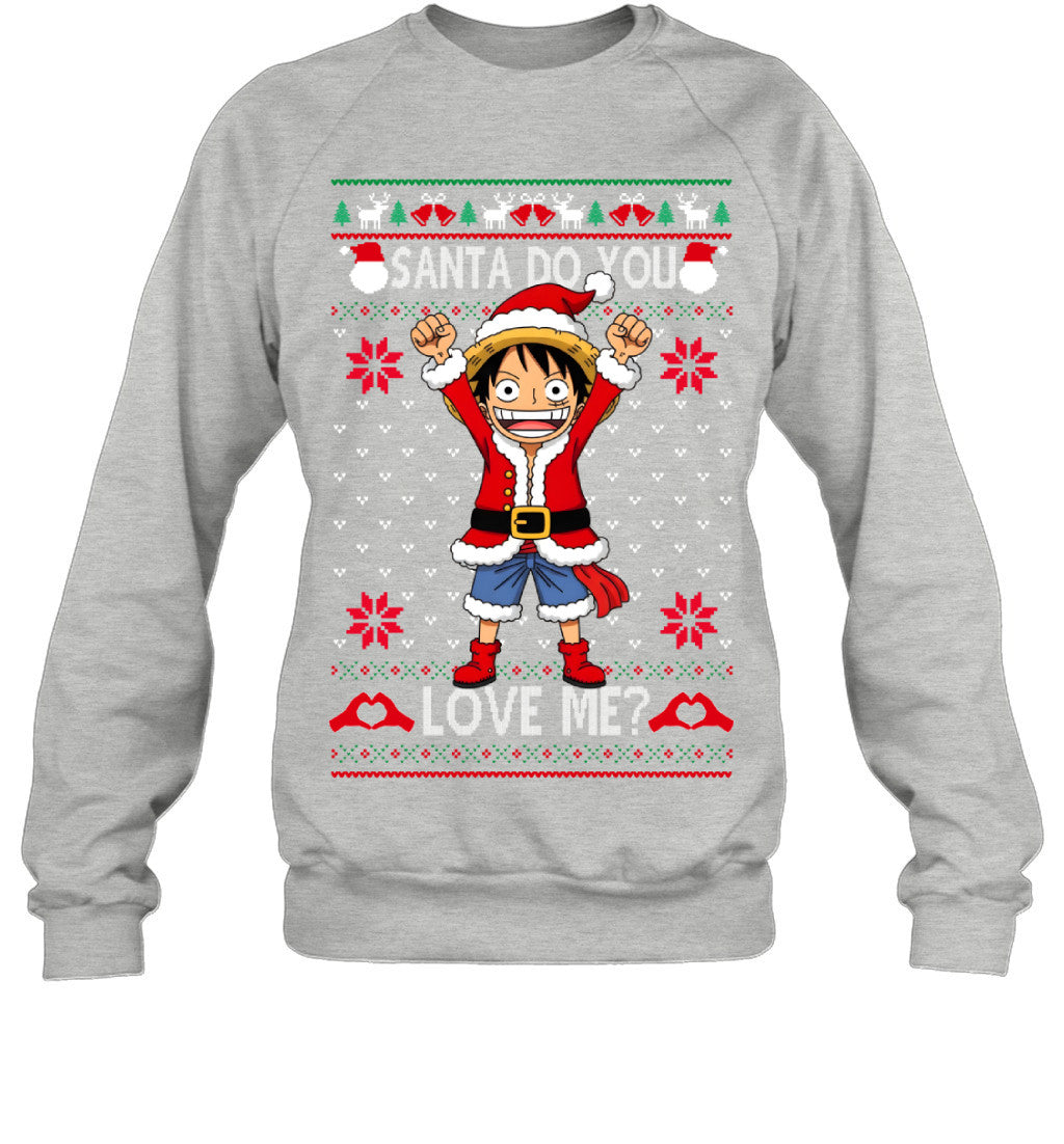 Monkey D. Luffy One Piece Santa Do You Love Me Ugly Christmas T-Shirt