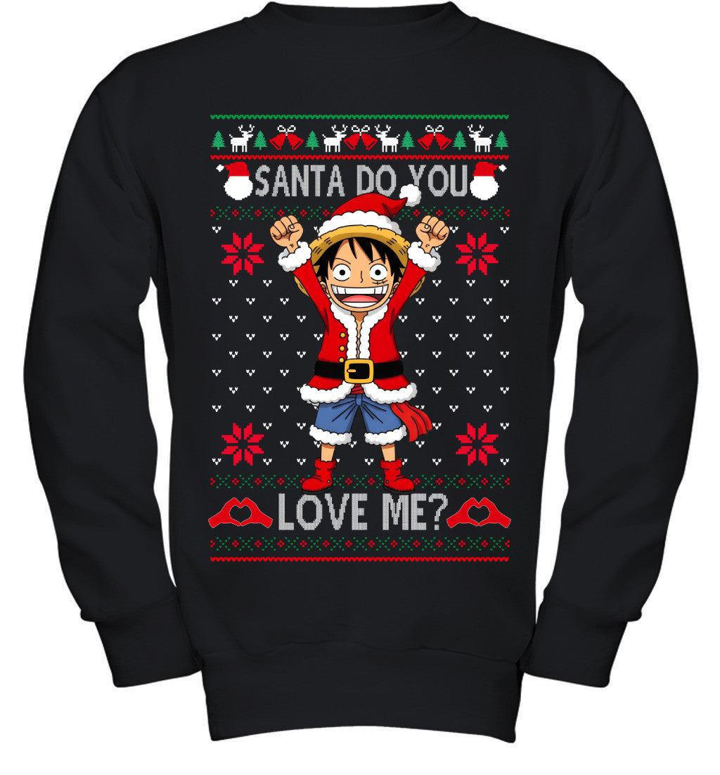 Monkey D. Luffy One Piece Santa Do You Love Me Ugly Christmas T-Shirt