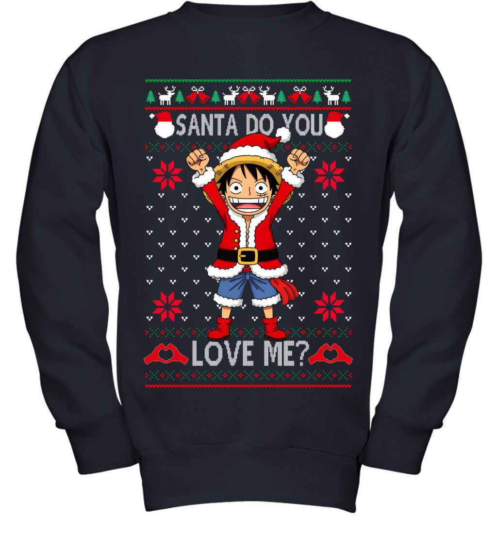 Monkey D. Luffy One Piece Santa Do You Love Me Ugly Christmas T-Shirt