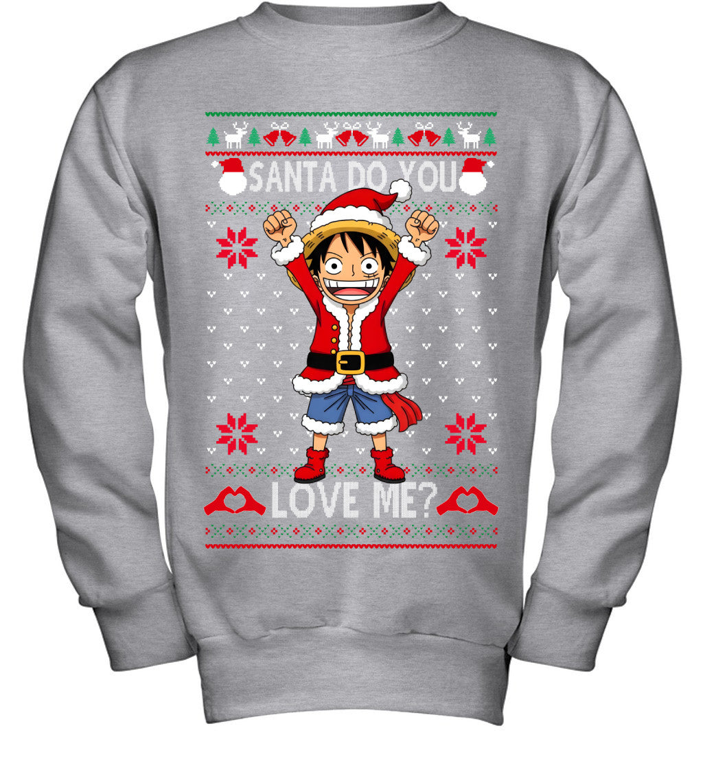 Monkey D. Luffy One Piece Santa Do You Love Me Ugly Christmas T-Shirt