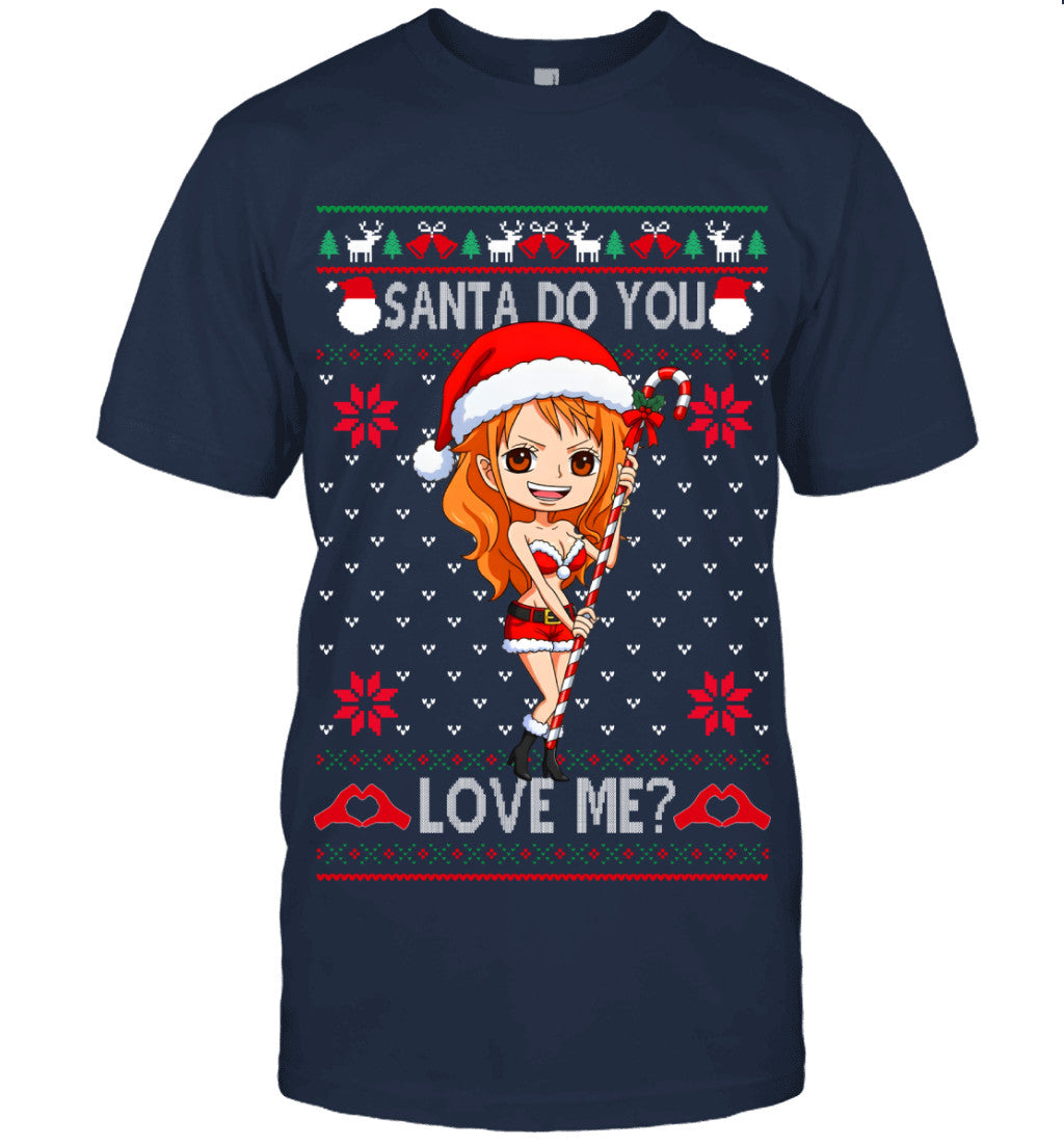 "Cat Burglar" Nami One Piece Santa Do You Love Me Ugly Christmas T-Shirt