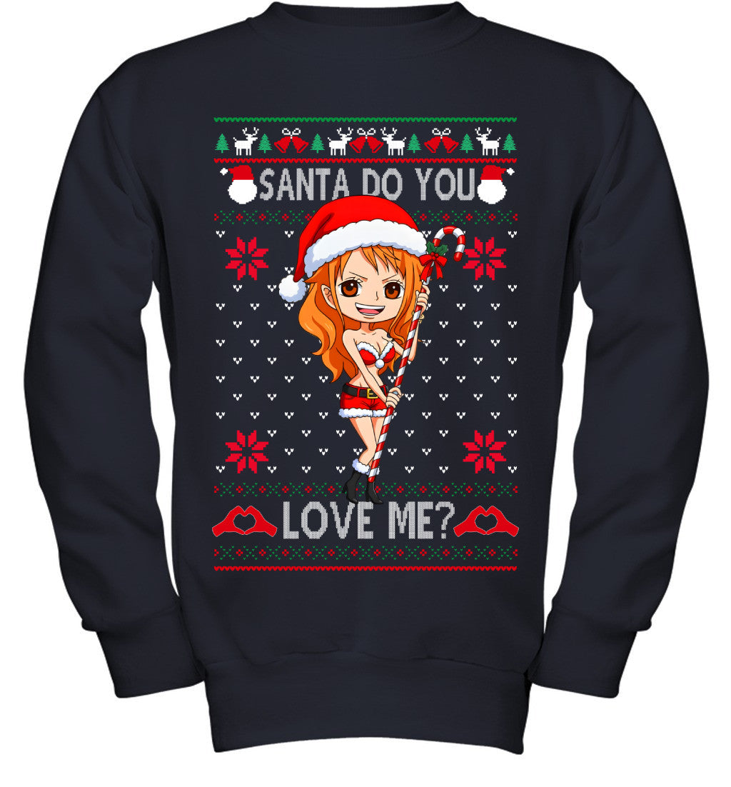 "Cat Burglar" Nami One Piece Santa Do You Love Me Ugly Christmas T-Shirt