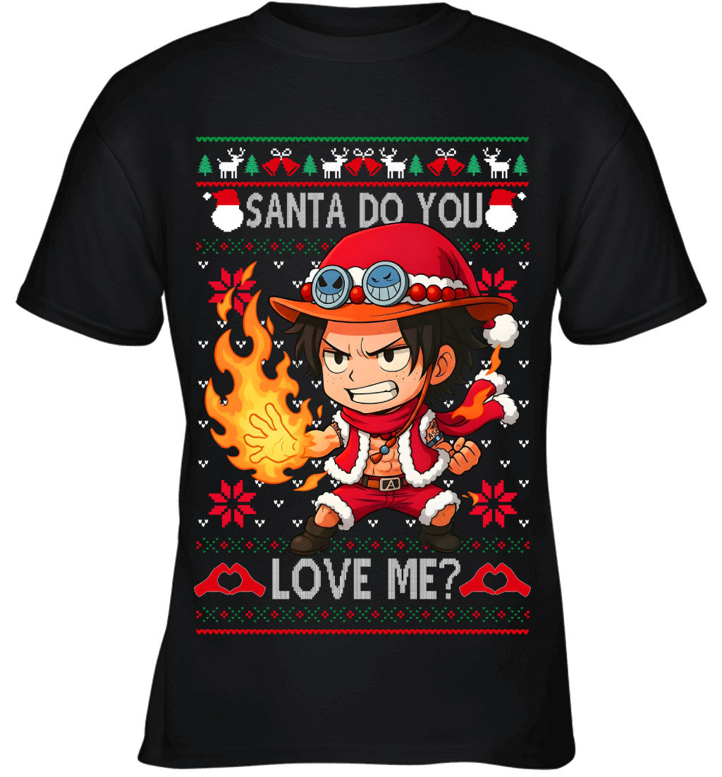Portgas D. Ace One Piece Santa Do You Love Me Ugly Christmas T-Shirt