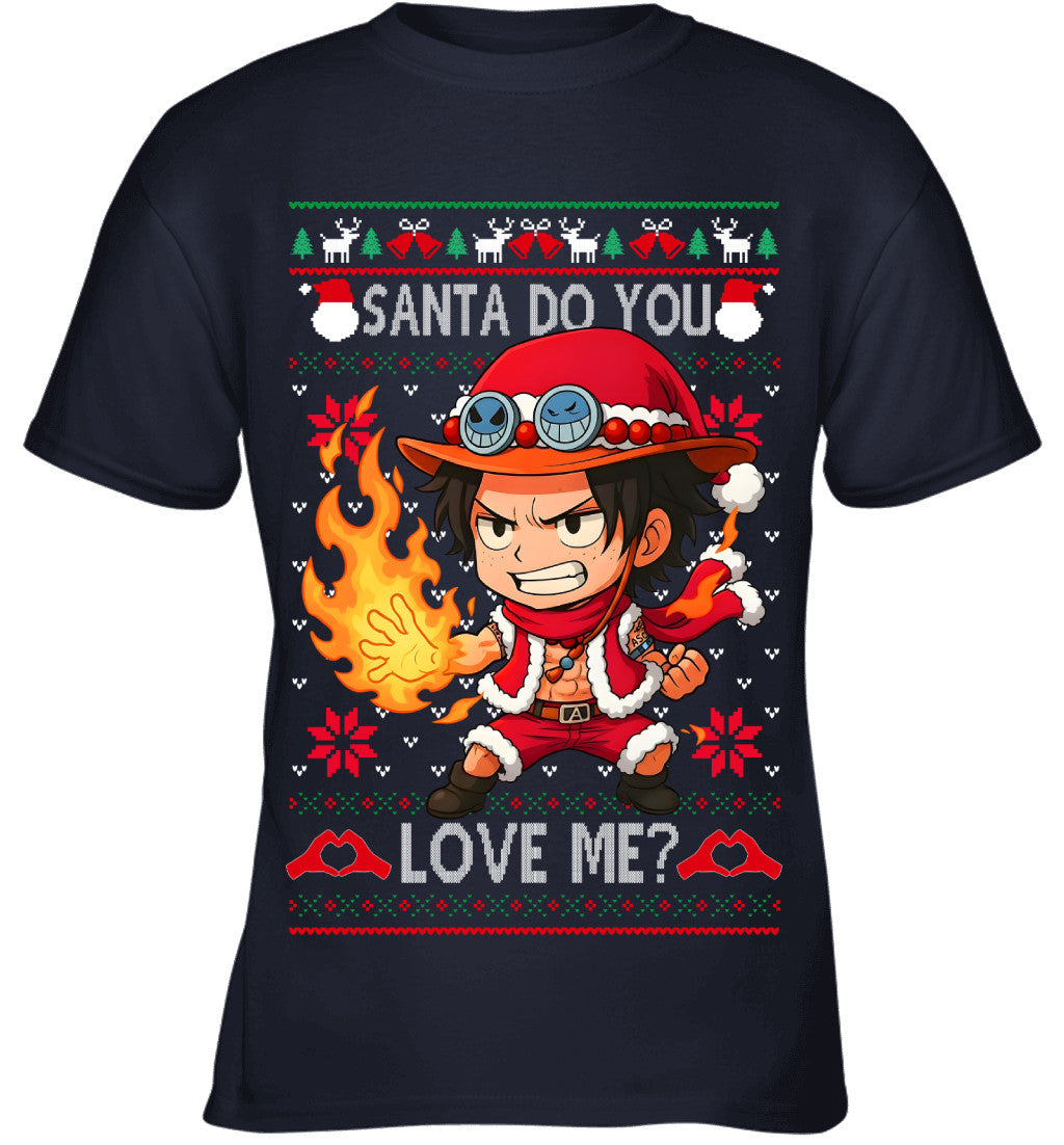 Portgas D. Ace One Piece Santa Do You Love Me Ugly Christmas T-Shirt