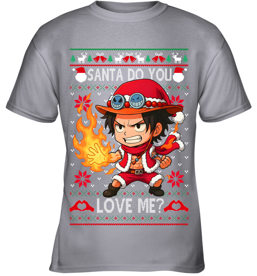Portgas D. Ace One Piece Santa Do You Love Me Ugly Christmas T-Shirt