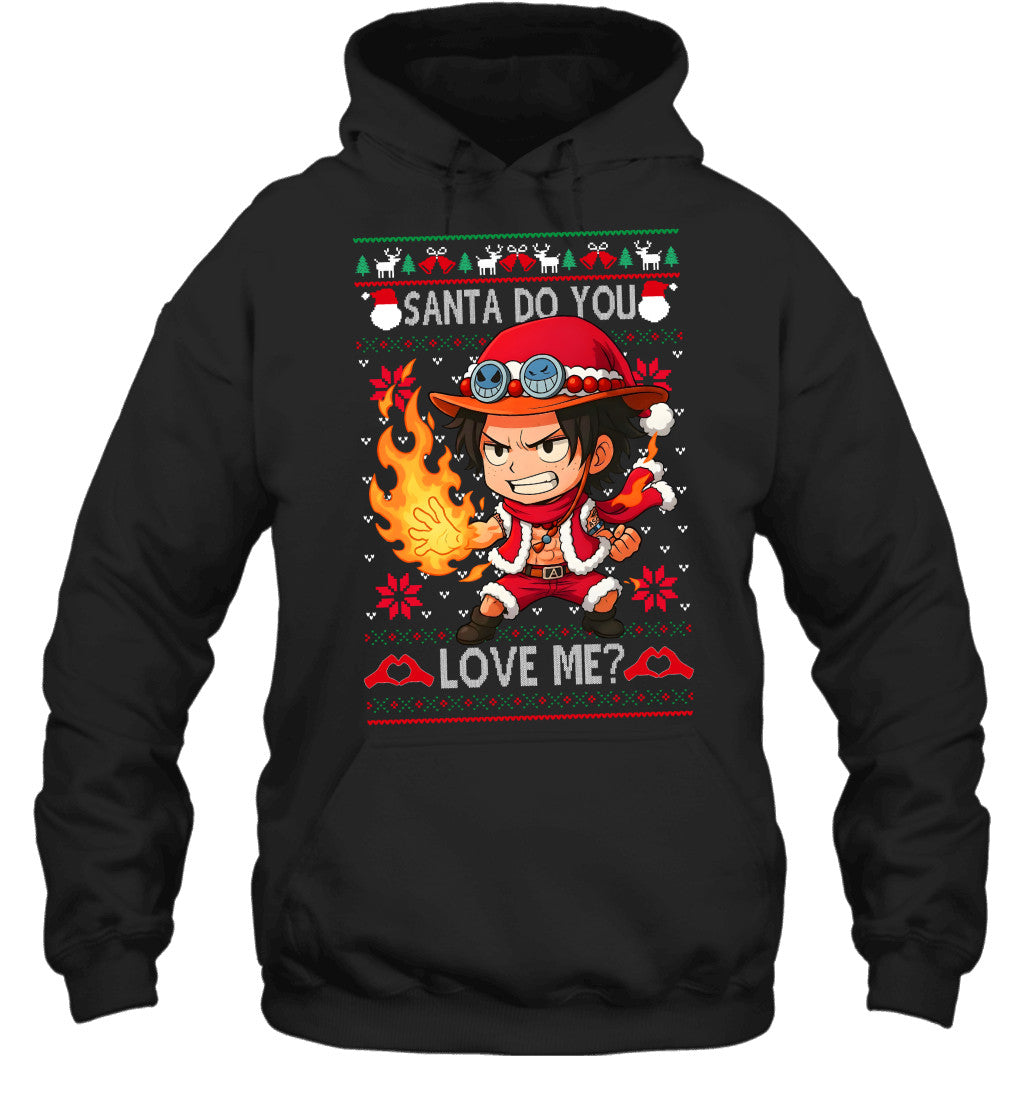 Portgas D. Ace One Piece Santa Do You Love Me Ugly Christmas T-Shirt