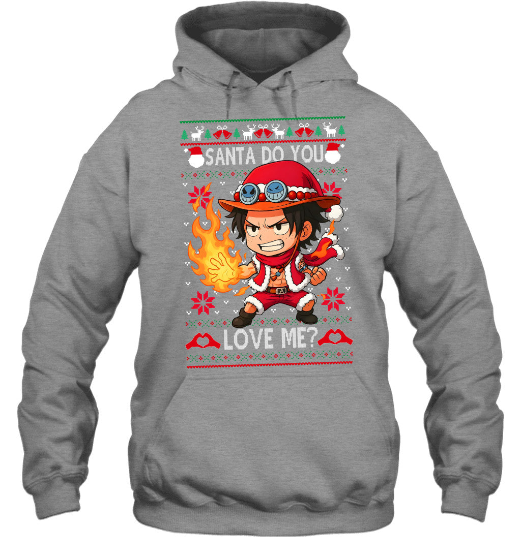Portgas D. Ace One Piece Santa Do You Love Me Ugly Christmas T-Shirt