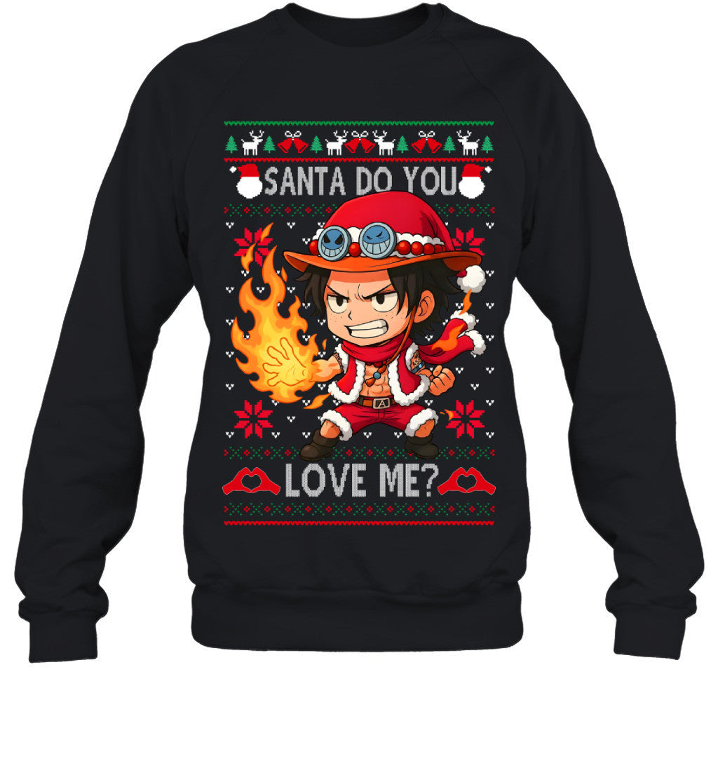 Portgas D. Ace One Piece Santa Do You Love Me Ugly Christmas T-Shirt