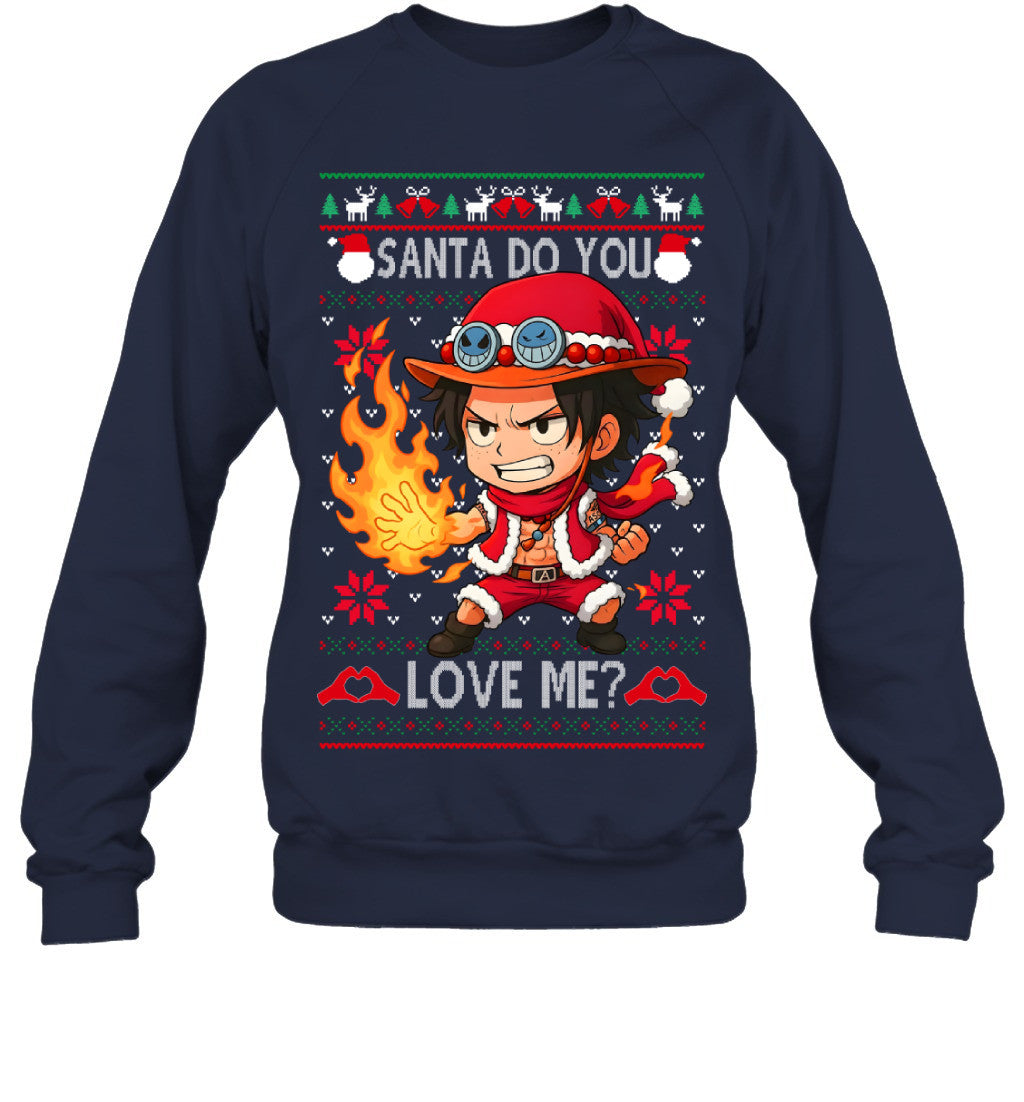 Portgas D. Ace One Piece Santa Do You Love Me Ugly Christmas T-Shirt