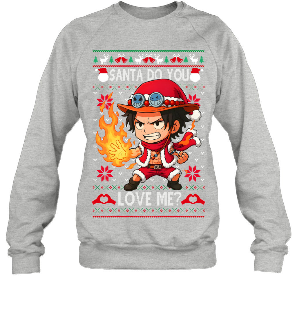 Portgas D. Ace One Piece Santa Do You Love Me Ugly Christmas T-Shirt