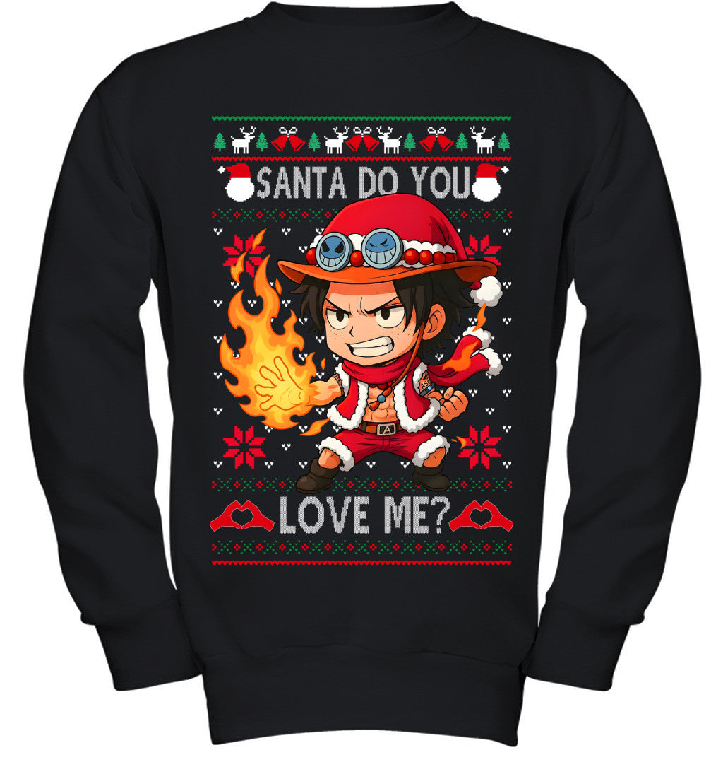 Portgas D. Ace One Piece Santa Do You Love Me Ugly Christmas T-Shirt
