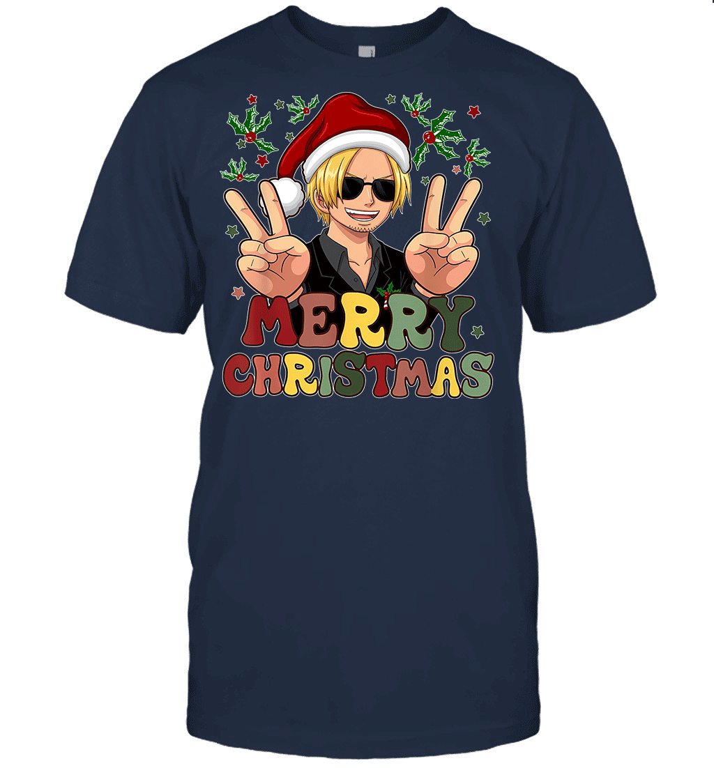 One Piece Sanji Christmas Funny Santa Style Graphic T-shirt