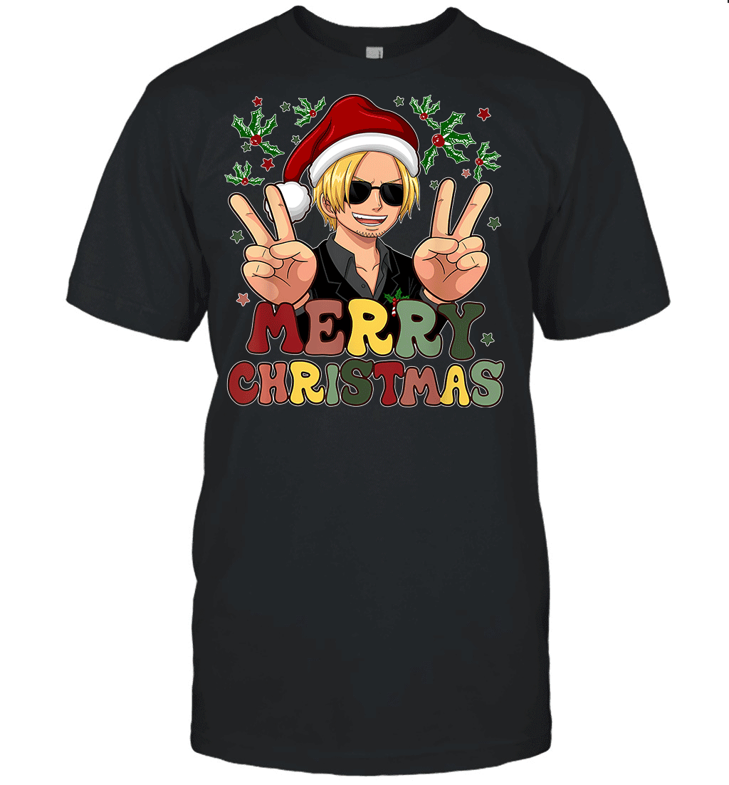 One Piece Sanji Christmas Funny Santa Style Graphic T-shirt