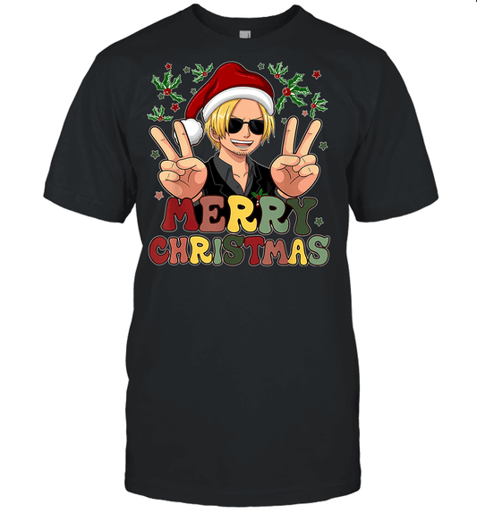 One Piece Sanji Christmas Funny Santa Style Graphic T-shirt