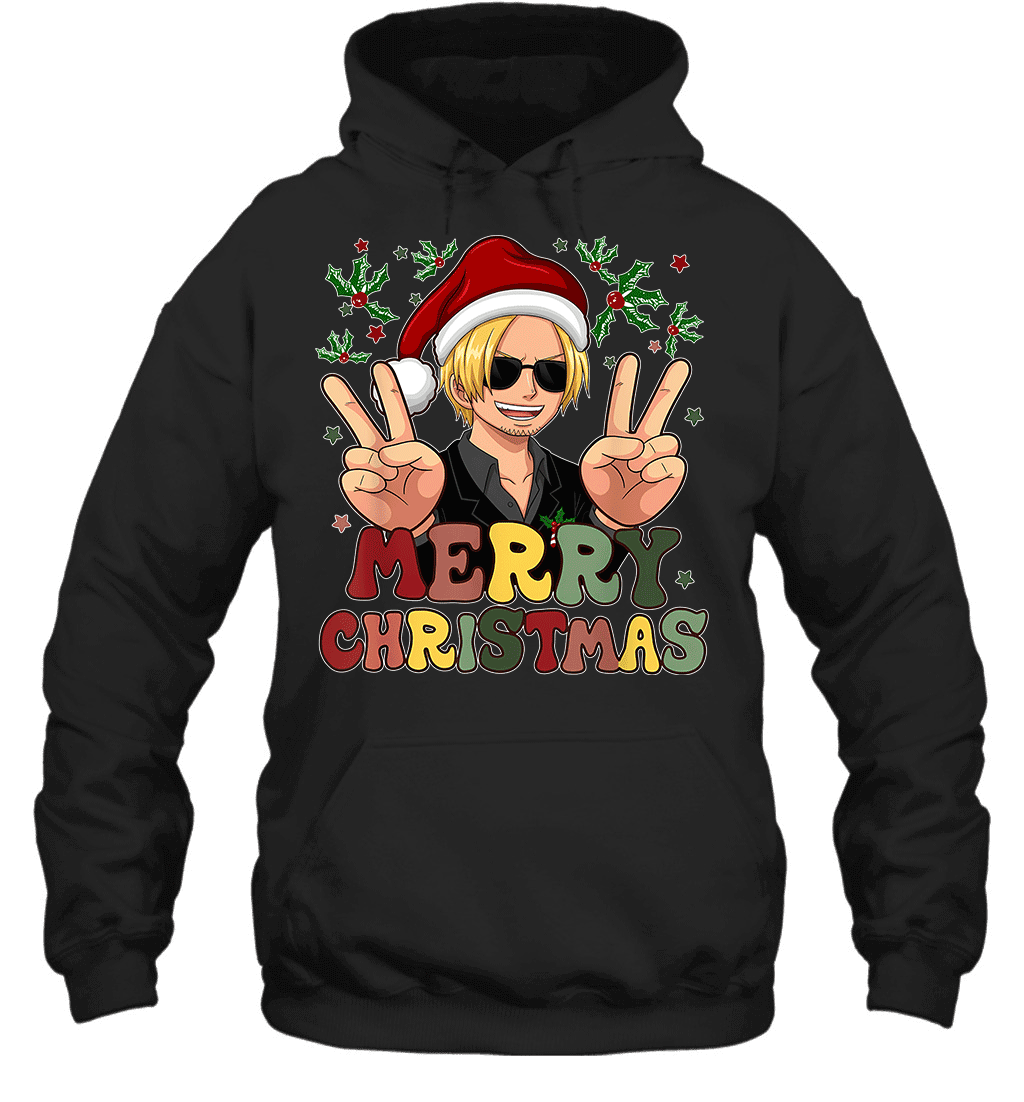One Piece Sanji Christmas Funny Santa Style Graphic T-shirt